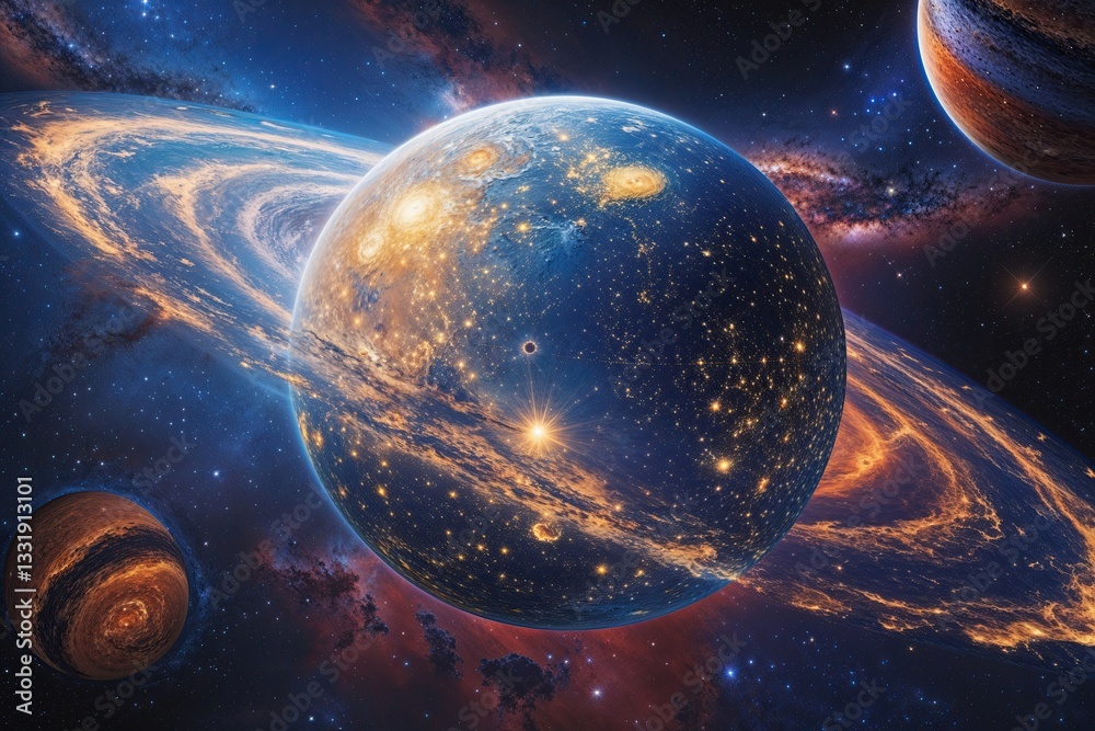 Obraz premium Dynamic Journey Through the Celestial Sphere of Outer Space