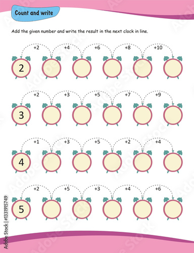 Addition and subtraction worksheet, addition for preschool and kindergarten, Solve and write worksheet. Count and write, Preschool Counting Activities