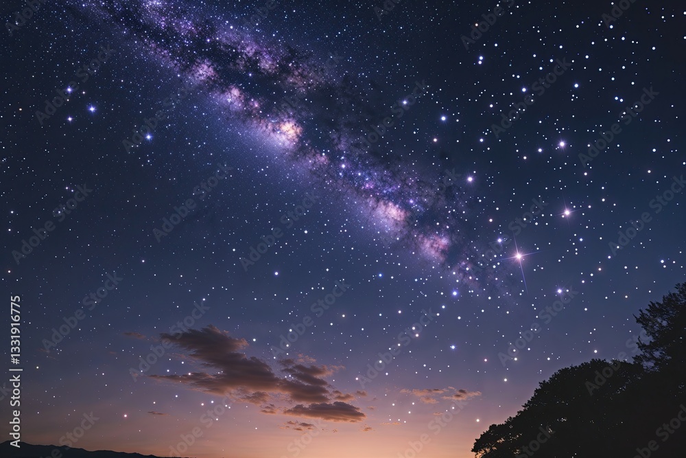 Fototapeta premium Stunning Night Sky Filled with Shimmering Stars and Deep Shadows