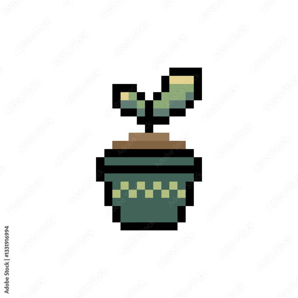 Obraz premium sprout plant retro pixel art
