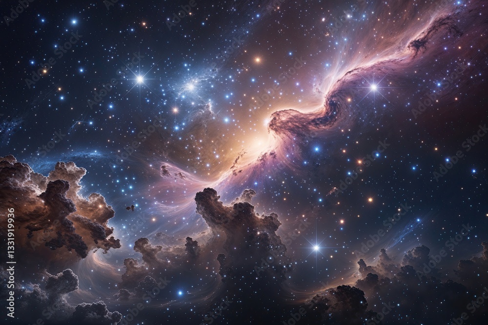 Obraz premium Celestial Wonders Amazing Nebulae and Stunning Stars in an Expansive Universe