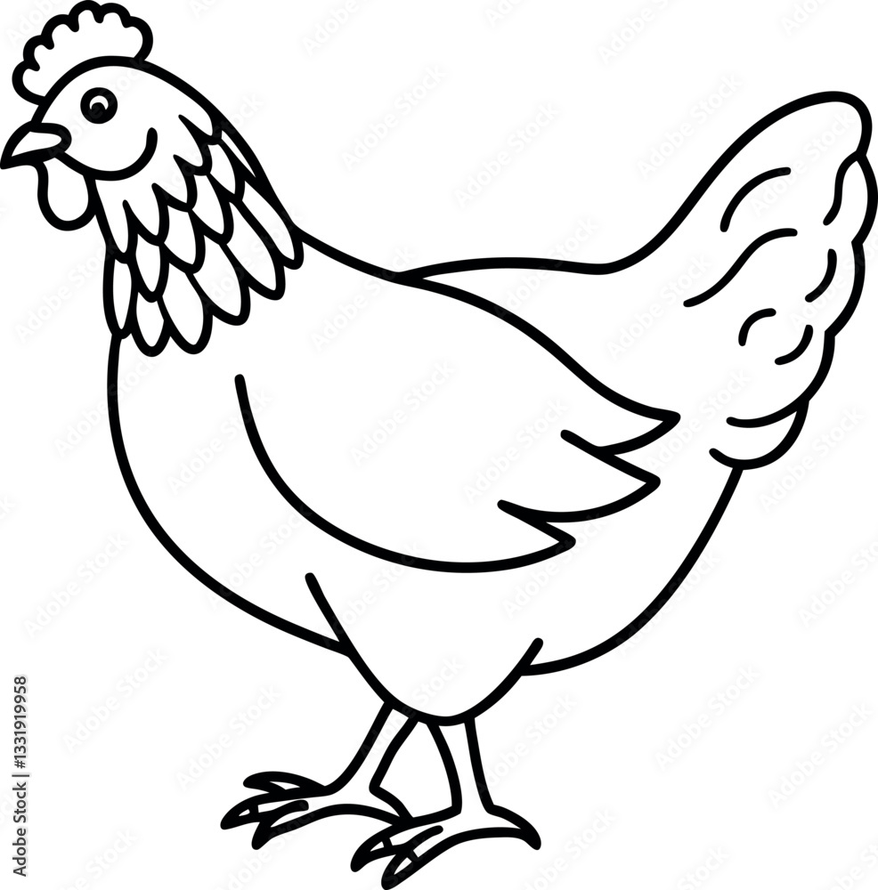 Simple black-and-white rooster line drawing for preschool coloring, printable worksheets, and fun educational crafts Simple black-and-white rooster line drawing for preschool coloring, printable worksheets, and fun educational crafts