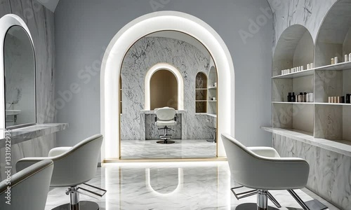 Serene Hair Salon: Modern Minimalist Marble Design