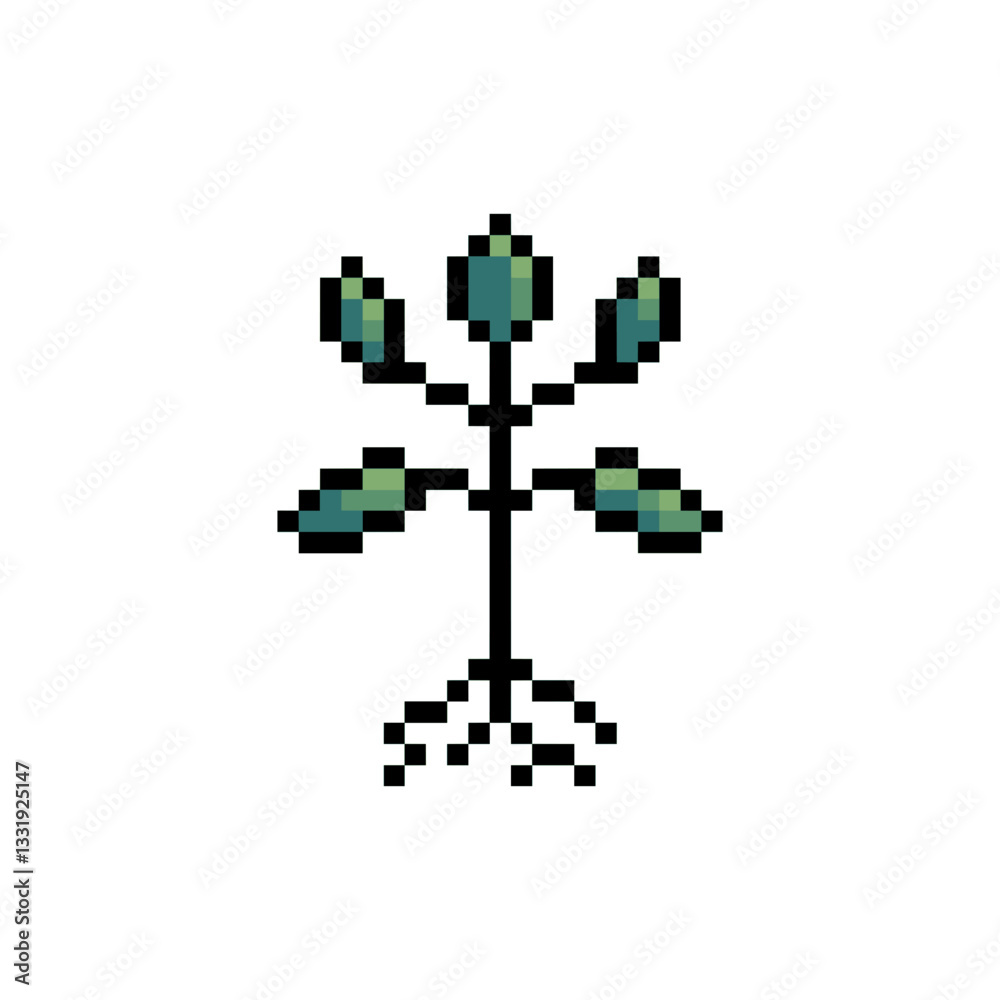 Fototapeta premium sprout plant retro pixel art