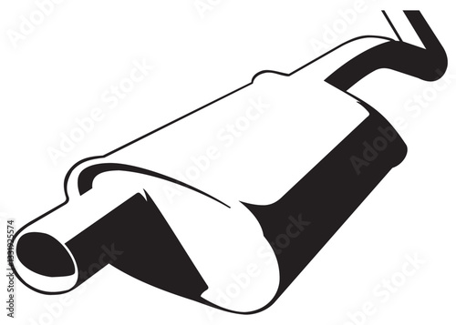 Vector illustration of a car exhaust pipe in a minimal and sleek style on a white background