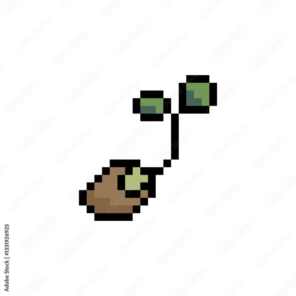 Fototapeta premium sprout plant retro pixel art