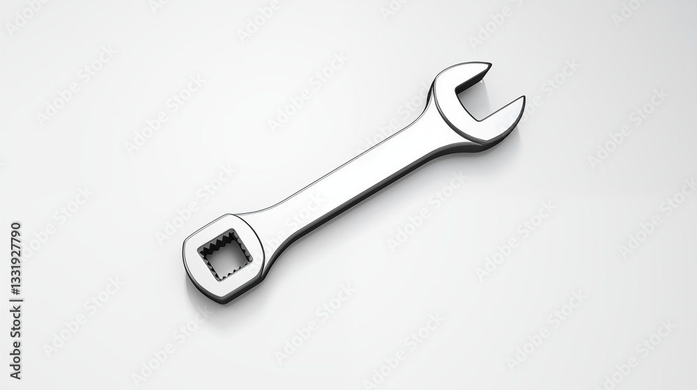 Chrome Wrench Metal Tool Repair Mechanic 3D Render