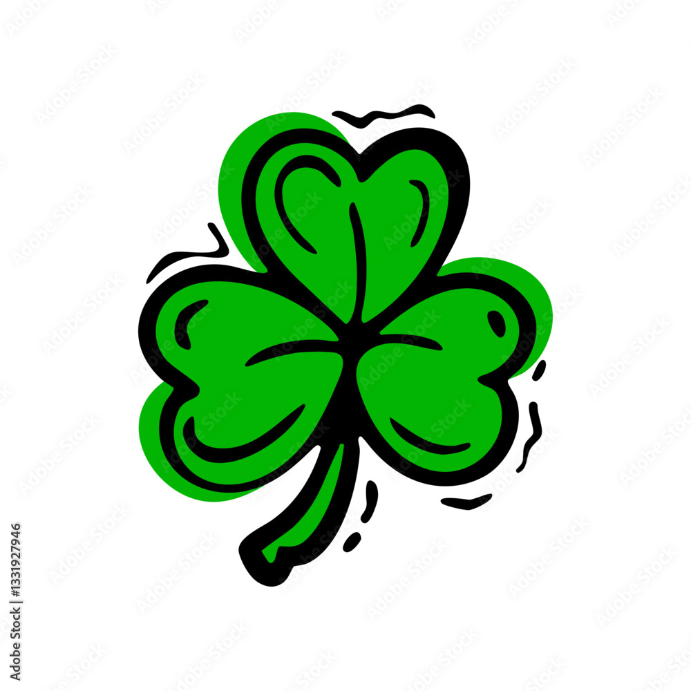 Green Shamrock. Hand drawn doodle of Symbol of St. Patrick's Day. Vector illustration. Green Shamrock. Hand drawn doodle of Symbol of St. Patrick's Day. Vector illustration.