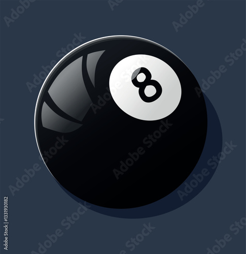 Classic black eight-ball used in billiards games