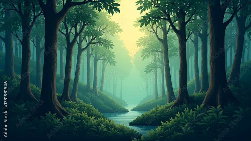Obraz premium Flat Earth Day: Embracing Conservation in Tropical Forests
