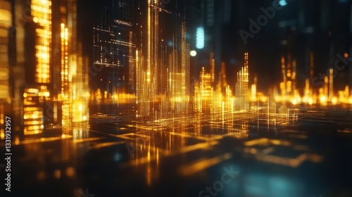 Wallpaper Mural A 3D currency exchange business concept with digital finance data, golden economy visuals, and wealth accumulation Torontodigital.ca