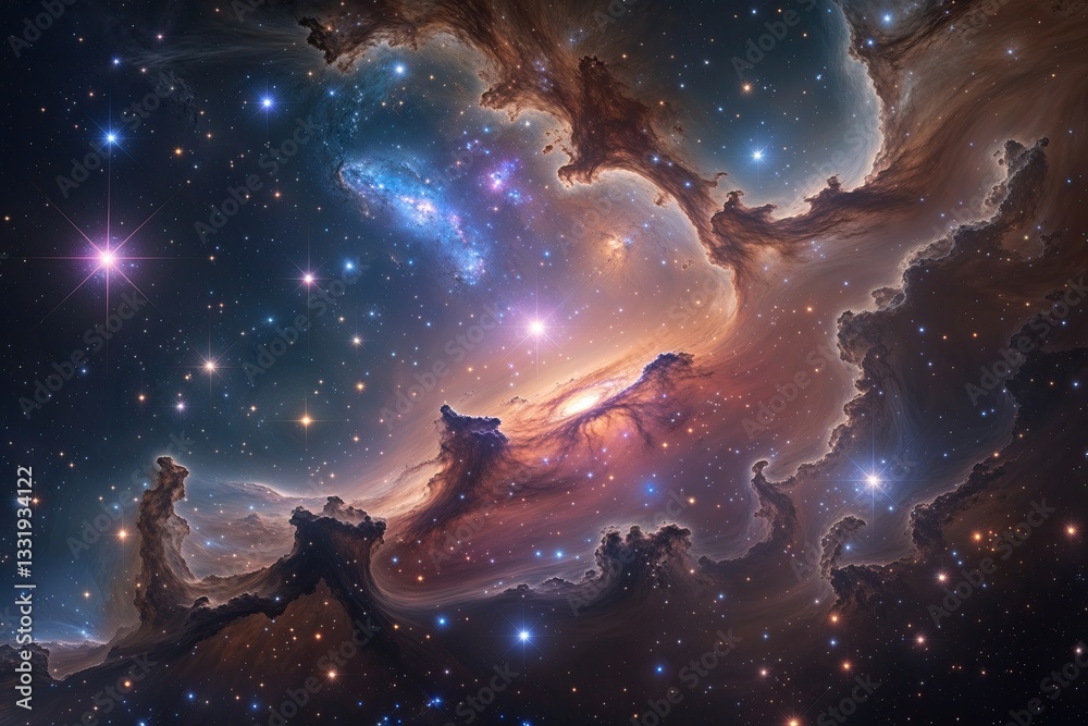 Obraz premium Stunning Cosmic Landscapes Featuring Vibrant Stars and Breathtaking Galactic Nebulae