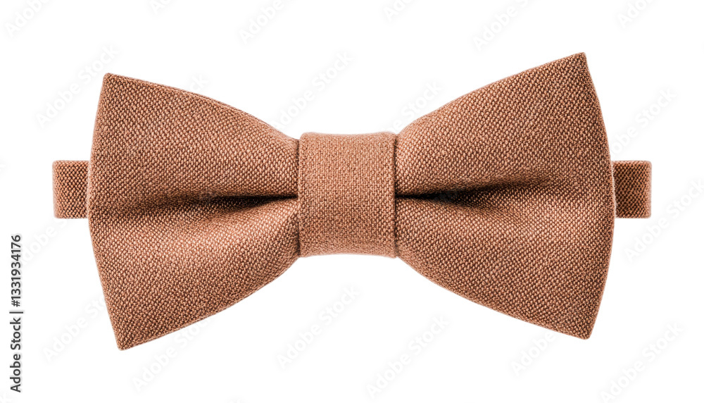Elegant brown bow tie with textured fabric on black background, cut out Elegant brown bow tie with textured fabric on black background, cut out