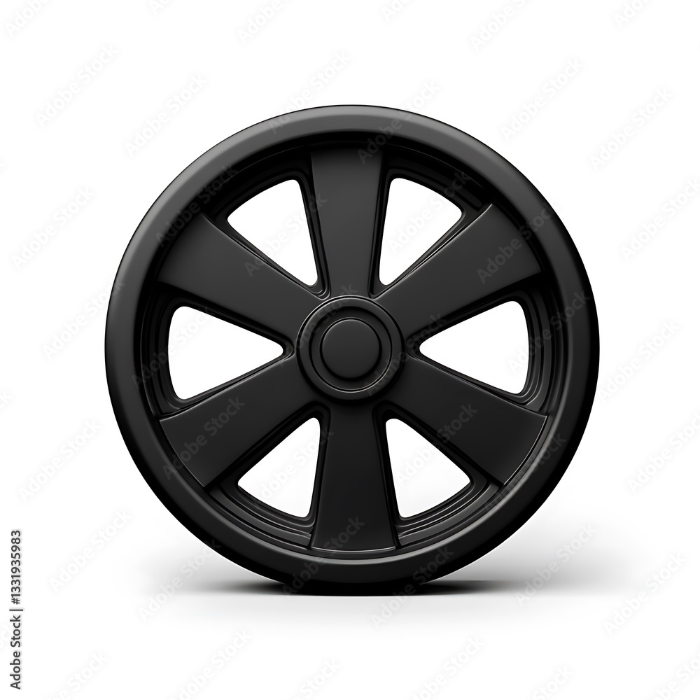 Obraz premium Black Wheel Rim Six Spoke Design 3D Render Automotive Part