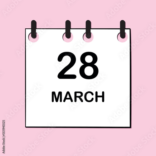 March 28. Daily Calendar icon for design. Simple design for business brochure, flyer, print media, advertisement. Easily editable.