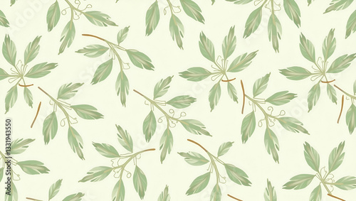 Wallpaper Mural Antique Green Vintage Bamboo Leaves Tile Pattern for Classic Living Rooms Torontodigital.ca