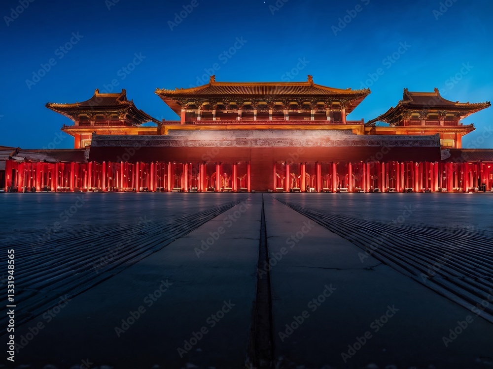 Fototapeta premium Forbidden City at Night: A Glimpse into History
