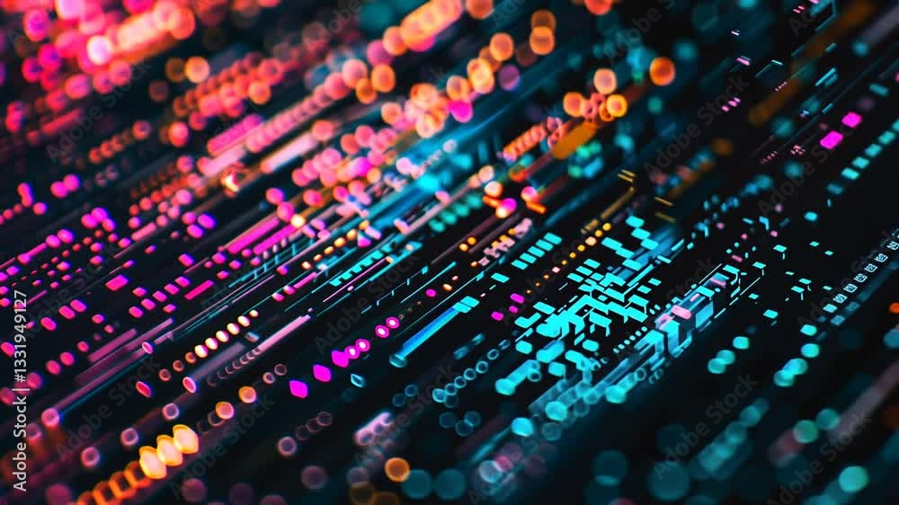 Bunte digitale Datenströme auf dunklem Hintergrund