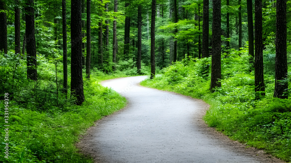 Fototapeta premium Winding path through lush green forest
