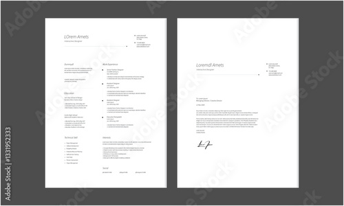 Business CV template. Minimalistic resume layout with work experience, education and skills fields vector set of minimalist elegant layout illustration