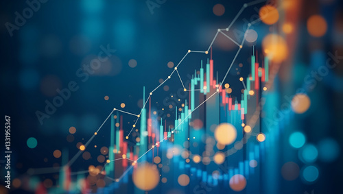 Flat Stock market analyst with economic growth charts Planning and strategy Investment each year concept as Stock market analyst presenting economic growth charts focusing on planning and annual inves