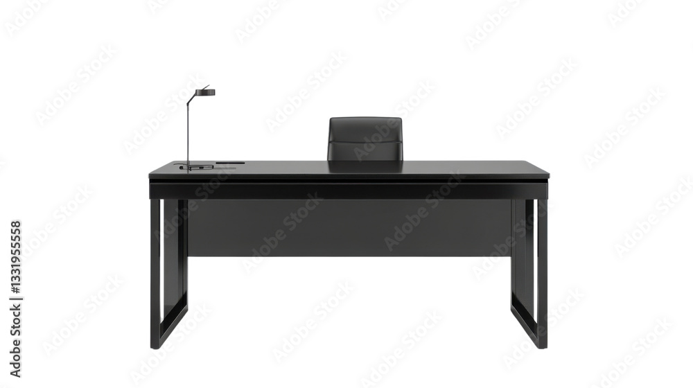 black office desk with lamp table isolated on white background black office desk with lamp table isolated on white background