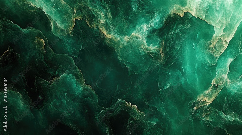 Abstract Emerald Green and Gold Swirling Cloud Formation Digital Art Background Texture Abstract Emerald Green and Gold Swirling Cloud Formation Digital Art Background Texture