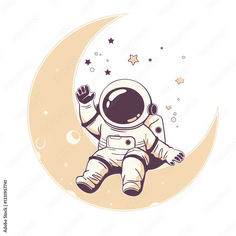 An astronaut astronaut enjoys the moon and starry night An astronaut astronaut enjoys the moon and starry night