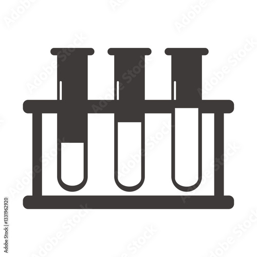 3本の試験管のシルエットイラスト：科学実験のベクター素材 - Three Test Tubes Silhouette Illustration: Scientific Experiment Vector Material
