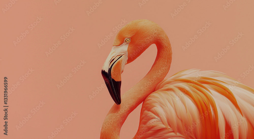 Naklejka premium Um flamingo contra um fundo de pêssego