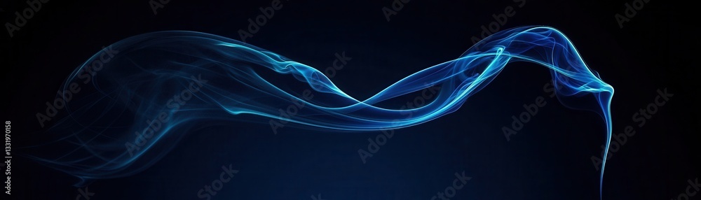 Naklejka premium A delicate swirl of white smoke gracefully dances in the air against a deep black background, creating an ethereal and mysterious atmosphere that captivates the viewer's attention.