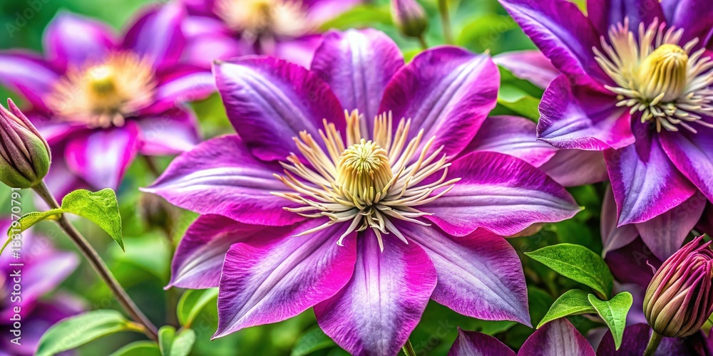 Obraz premium Stunning Clematis Flowers, Blooming Beauty
