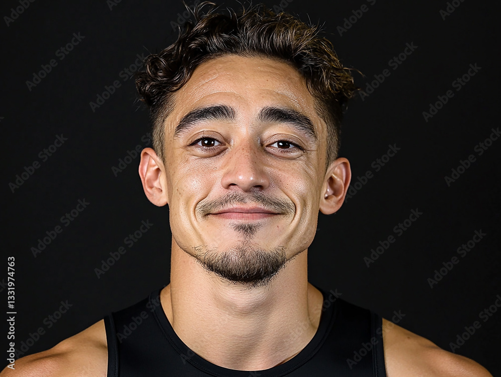 Fototapeta premium Fitness strong man portrait, male portrait close up