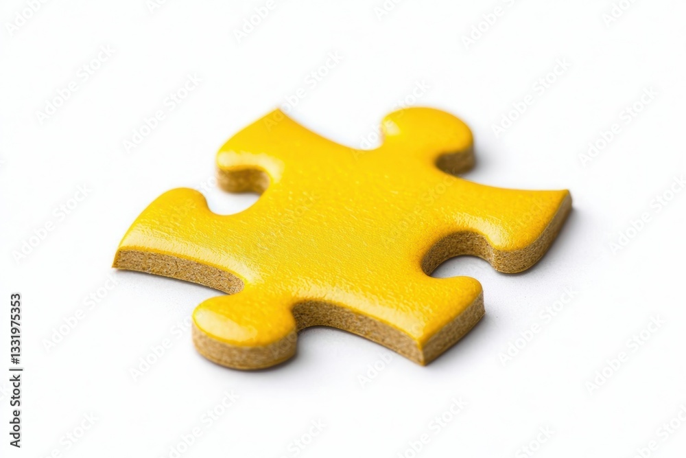 Yellow puzzle piece with smooth surface for creativity and play. Yellow puzzle piece with smooth surface for creativity and play.