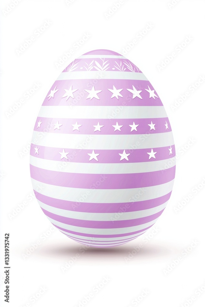 Colorful Easter egg with stripes and stars, perfect for decoration. Colorful Easter egg with stripes and stars, perfect for decoration.