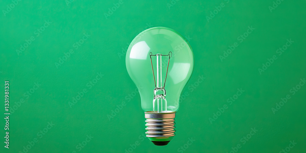 Incandescent Light Bulb on Green Background Incandescent Light Bulb on Green Background