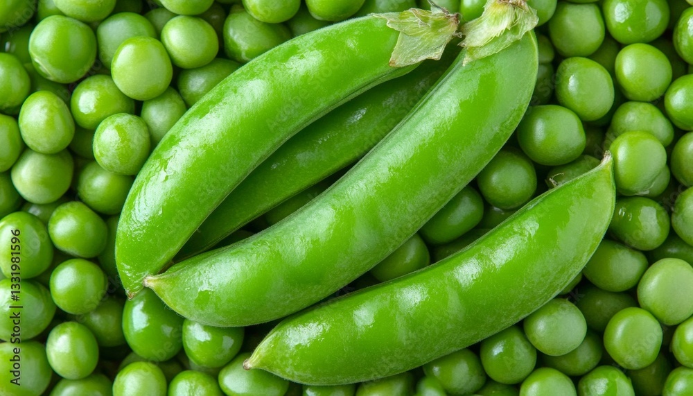 Fresh Garden Peas, Close Up A Snapshot of Organic Goodness, Ideal Farm Harvest Background Fresh Garden Peas, Close Up A Snapshot of Organic Goodness, Ideal Farm Harvest Background