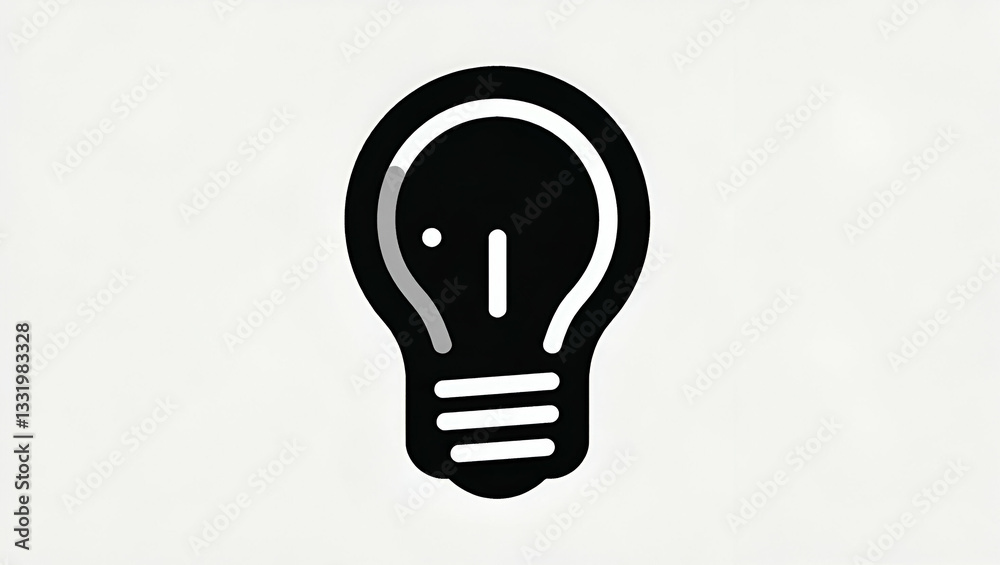 Simple black and white light bulb icon symbolizing idea innovation and inspiration concept as Minimalist black and white light bulb icon representing ideas innovation and inspirational concepts. in P Simple black and white light bulb icon symbolizing idea innovation and inspiration concept as Minimalist black and white light bulb icon representing ideas innovation and inspirational concepts. in P