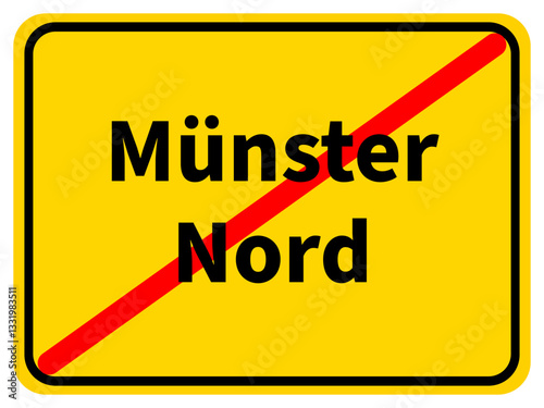 Illustration eines Stadtausgangsschildes von Nord, einem Stadtteil der Stadt Münster
