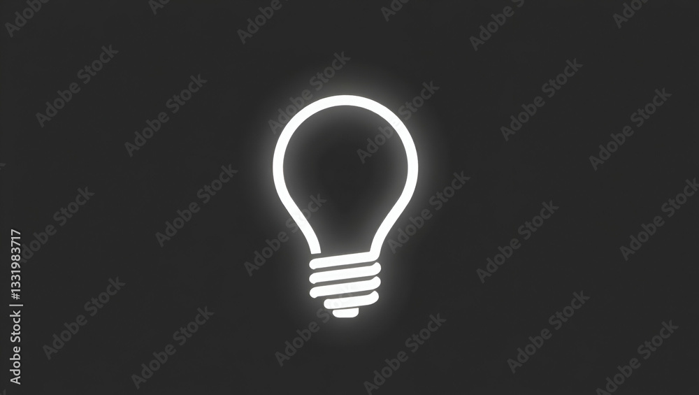 Minimalist Black and White Light Bulb Icon: A Symbol of Idea Innovation and Inspiration in Photo Stock with Ample Empty Space for Creative Concepts Minimalist Black and White Light Bulb Icon: A Symbol of Idea Innovation and Inspiration in Photo Stock with Ample Empty Space for Creative Concepts