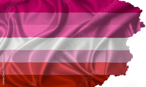 Lesbian Community Flag vector with torn edges on a transparent background 