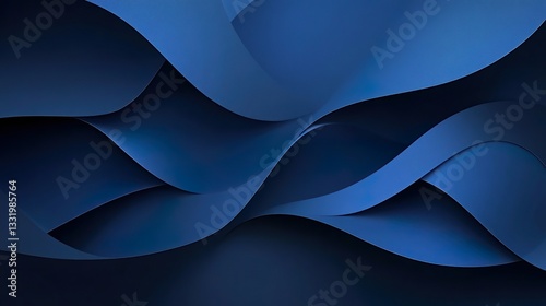 Dynamic Blue Wave Abstract Design With Soft Gradient Layers and Curved Shapes