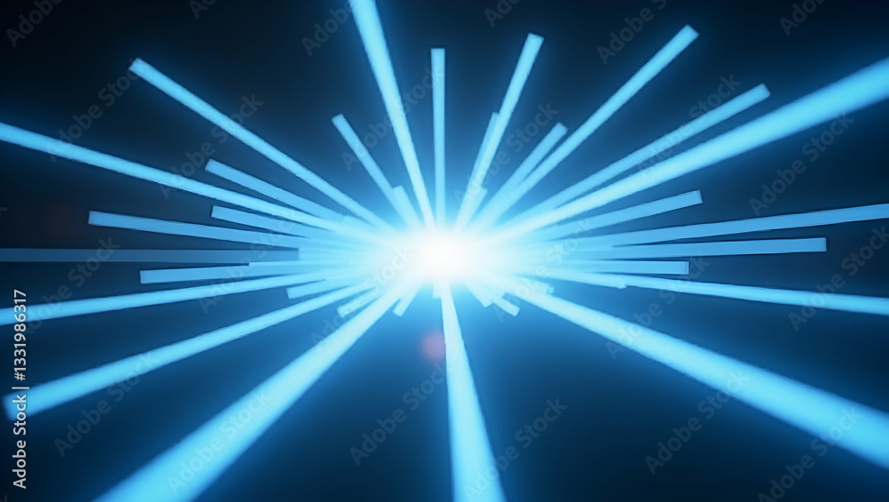 Obraz premium Futuristic Radial Polygon Lines with Neon Highlights in White Negative Space for High Impact Design