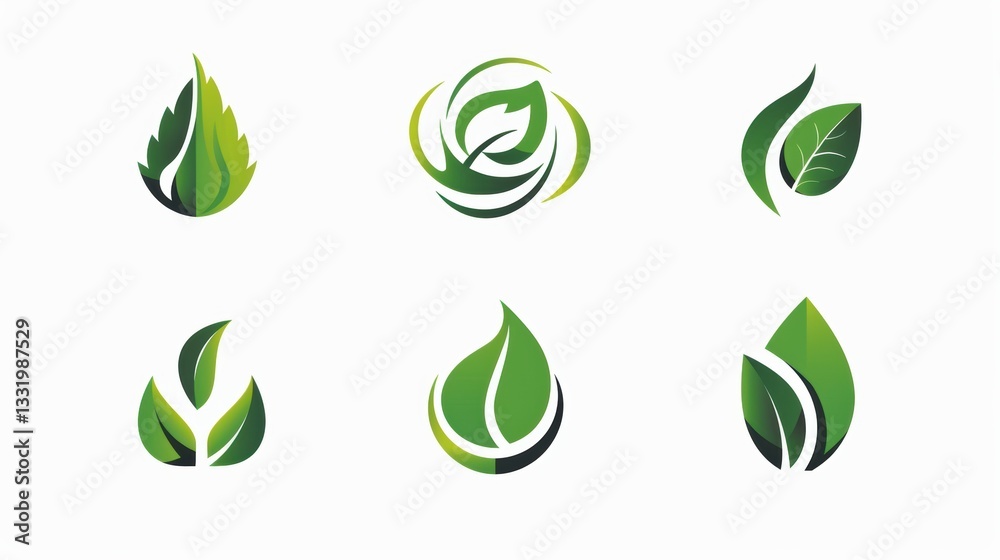 Stylish Vector Icons: Green Leaf as a Symbol of Ecology and Nature Elements Stylish Vector Icons: Green Leaf as a Symbol of Ecology and Nature Elements