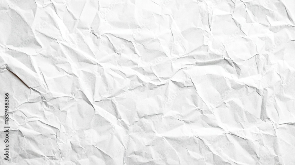 Fototapeta premium White Crinkled Paper Background Textured Wrinkled Surface for Graphic and Artistic Design