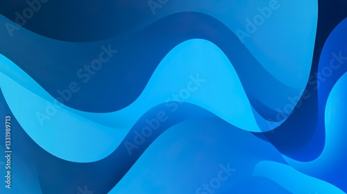 Layered Abstract Waves Blue Background Digital Paper Design