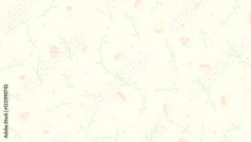 Playful Pastel Tones in a Whimsical Seamless Tile Pattern Featuring Easter Eggs and Spring Branches - A Cute Vector Illustration for Spring Decor