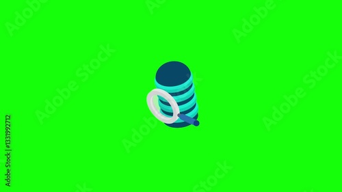 Search Data isometric cyber security icon green screen video