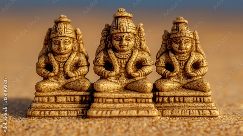 Sand Dune Gods: Trio of Indian Statues. Sand Dune Gods: Trio of Indian Statues.