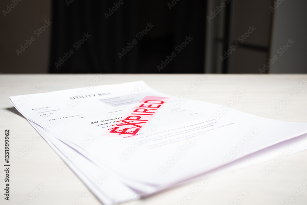 Expired Utility Bill Notice, warning about increasing household utility costs, financial data summary for budgeting and expenses Expired Utility Bill Notice, warning about increasing household utility costs, financial data summary for budgeting and expenses
